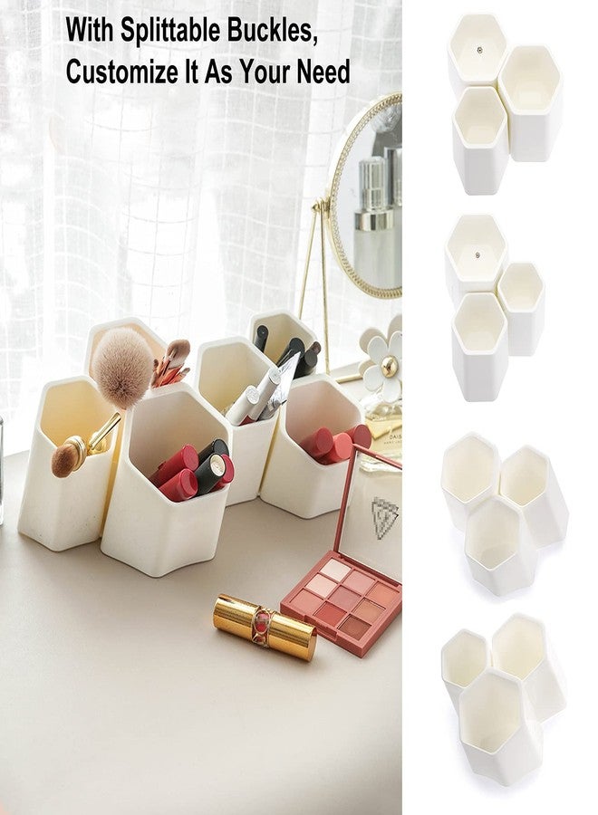 BTSKY Hexagonal Creative Pen Holder, Pen Container, Brush Pot, Combination Desktop Storage Organizer, Creative Hanging Planter Holder Multifunctional Wall-Mounted(White) - Image 5