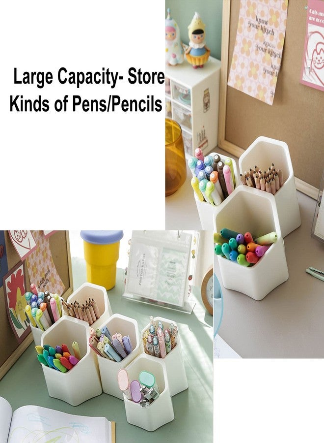 BTSKY Hexagonal Creative Pen Holder, Pen Container, Brush Pot, Combination Desktop Storage Organizer, Creative Hanging Planter Holder Multifunctional Wall-Mounted(White) - Image 4