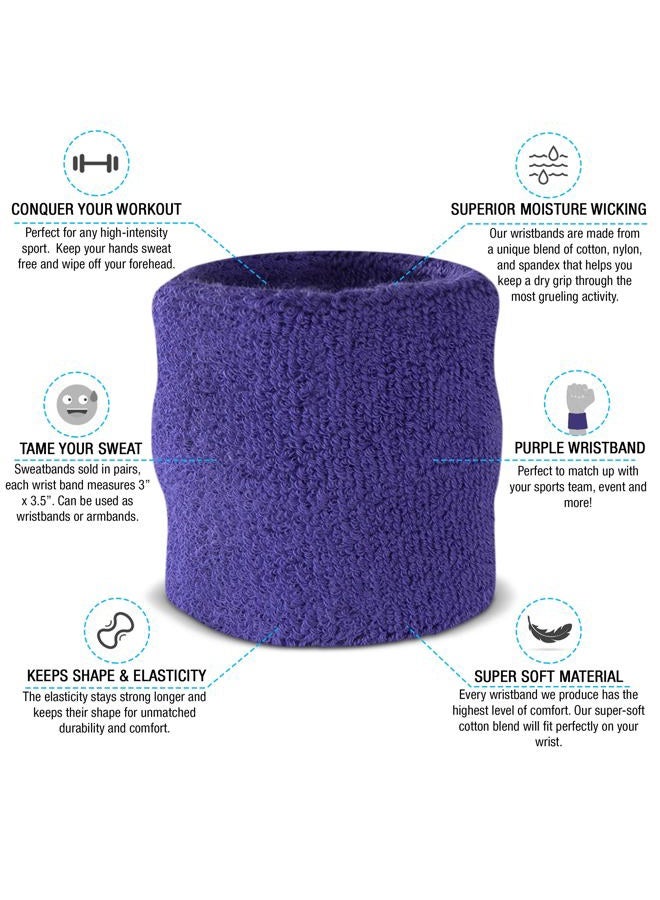 Suddora Sweatbands for Kids, Moisture Wicking 2 Wristbands and 1 Headband Set, Soft and Skin-Friendly Fabric, Moisture-Wicking Athletic Sweat Bands for Basketball, Baseball, Soccer, Purple - Image 3