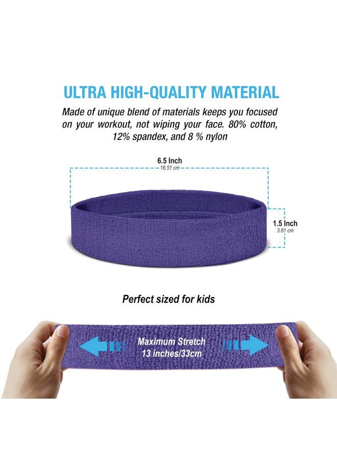Suddora Sweatbands for Kids, Moisture Wicking 2 Wristbands and 1 Headband Set, Soft and Skin-Friendly Fabric, Moisture-Wicking Athletic Sweat Bands for Basketball, Baseball, Soccer, Purple - Image 4