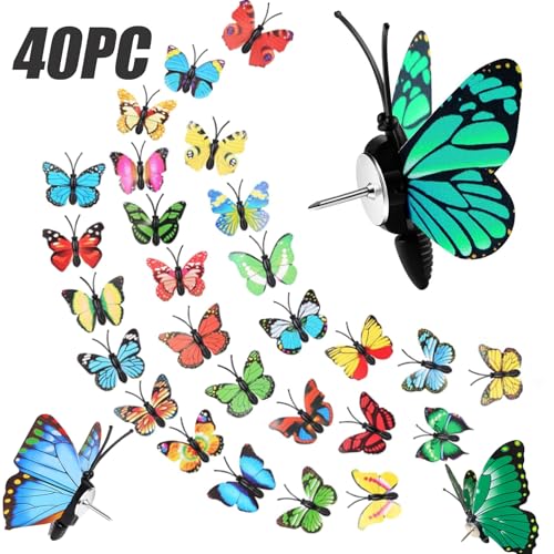 QEEGO Cute Butterfly Thumb Tacks (40 Packs) - Colorful Push Pins for Photo Wall, Cork Board, Bulletin Board Decorations, Random Pattern - Image 1