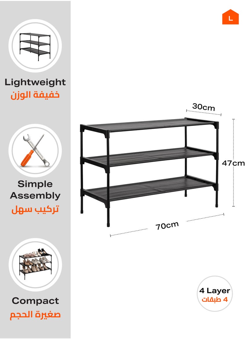 Non-Woven Triple Shoe Rack - Black - Lightweight 3-Tier Shoe Organizer with Durable Fabric Shelves and Space-Saving Storage for Entryway, Closet, Bedroom, or Garage v - pzsku/ZA5A8A723DD9AB632B488Z/45/1741856714/e96773cf-9bb9-4024-9e1e-2a8083f3de1f