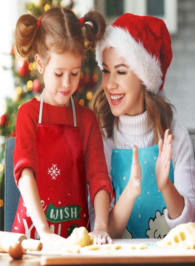 Zhehao Christmas Kids Apron Children Xmas Cooking Aprons Holiday Santa Claus Aprons for Kids Children(Traditional, 4 Pcs) - Image 3