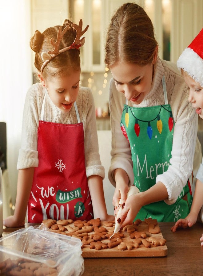 Zhehao Christmas Kids Apron Children Xmas Cooking Aprons Holiday Santa Claus Aprons for Kids Children(Traditional, 4 Pcs) - Image 4