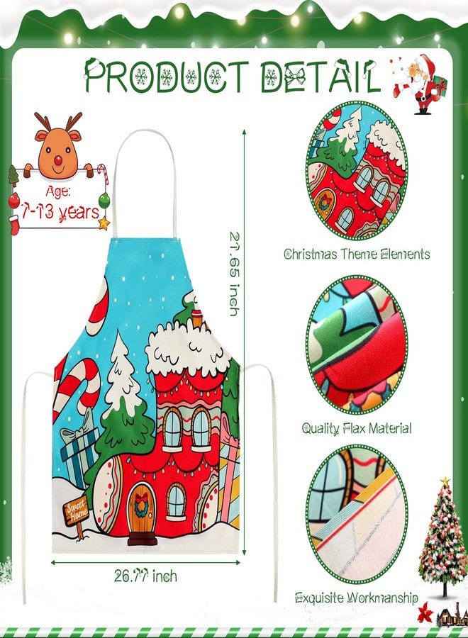 Zhehao Christmas Kids Apron Children Xmas Cooking Aprons Holiday Santa Claus Aprons for Kids Children(Traditional, 4 Pcs) - Image 2
