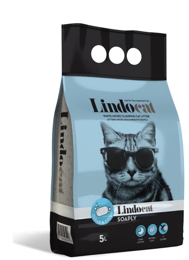 LindoCat - High Performance Absorption And Clumping Cat Litter With Soap Scent 5 Liters - Image 1