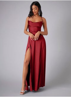 New Women's Slim Slim Fit Open Back Strap Waist Wrap Dress Long Dress