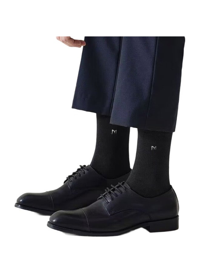 COTTON Xiaonian 24 Years Autumn And Winter New Men'S Mid-Tube Socks【100% Pure Cotton Antibacterial And Odor-Resistant】Breathable Business Long Socks 6 Pairs - Image 2