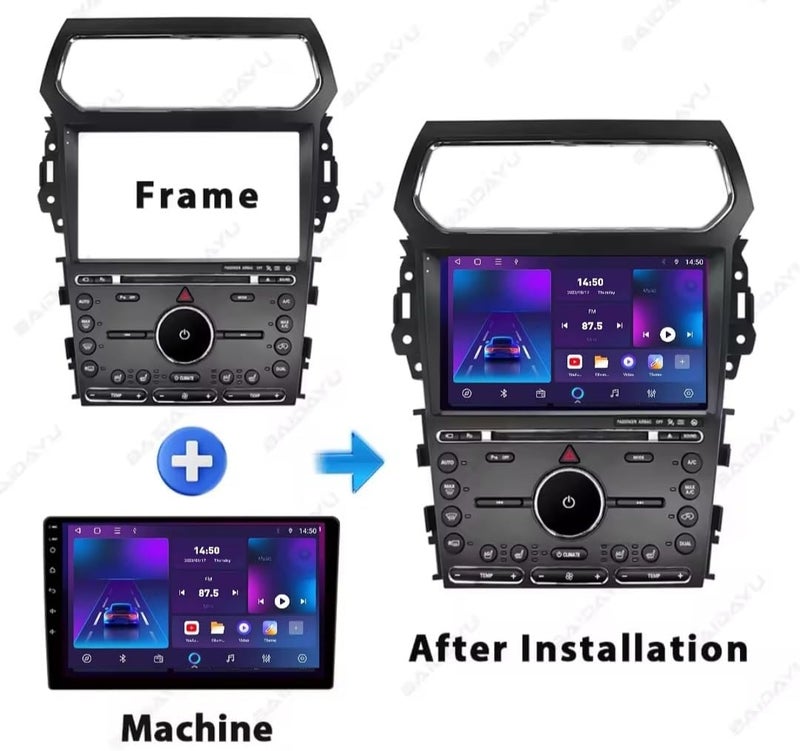 Vierex Fit Ford Explorer Car Stereo Ford Explorer Android Screen 2011-2019, Wireless CarPlay & Android Auto, BT DSP,WIFI,USB,QLED, GPS Navigation,AHD Camera Fast Interface (2+32GB Carplay 4CORE) - Image 3
