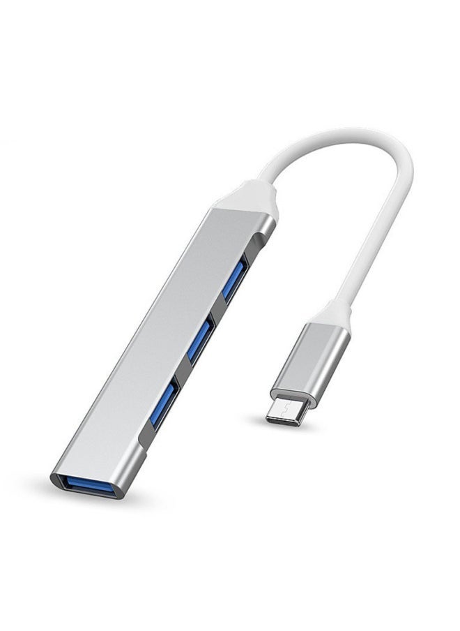 Type-c To Four Usb3.0 Expander Mobile Phone Laptop Computer Multi-function Dock Extension Cable Hub-Number Of Interfaces:TYPE-C One-to-four Silver Bag - Image 1