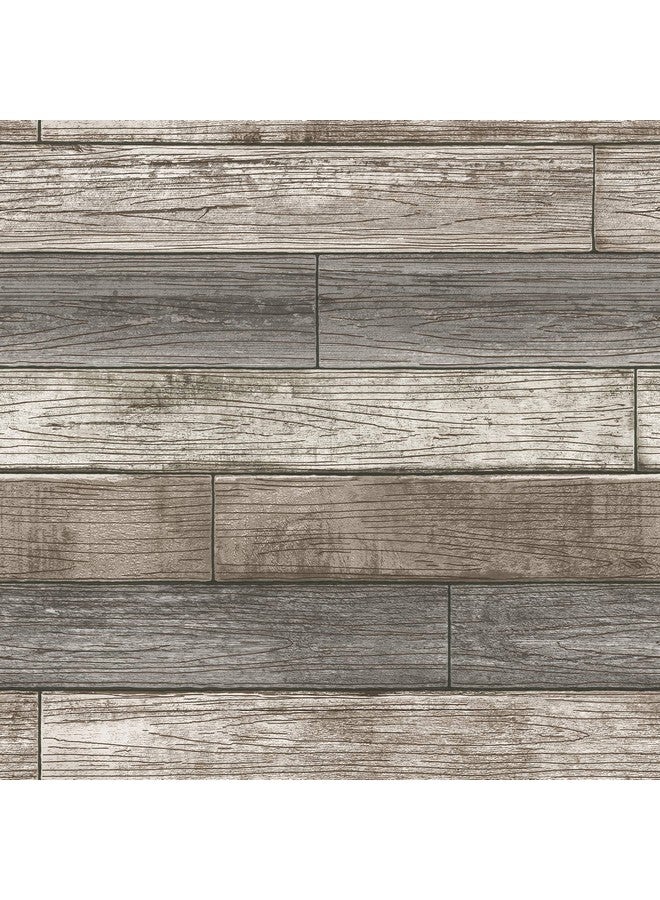NuWallpaper Nu3130 Reclaimed Wood Plank Natural Peel & Stick Wallpaper Neutral - Image 1
