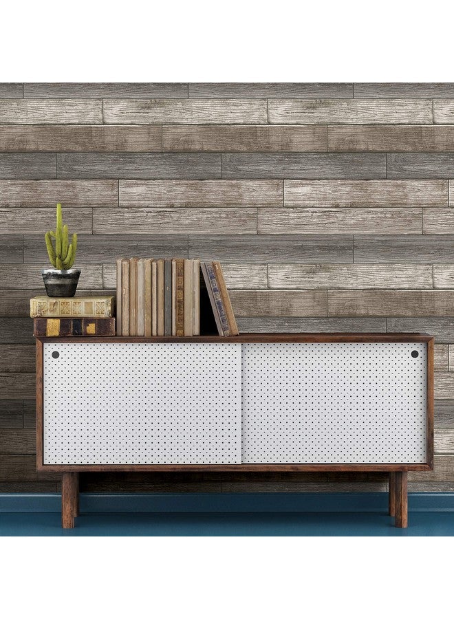 NuWallpaper Nu3130 Reclaimed Wood Plank Natural Peel & Stick Wallpaper Neutral - Image 2