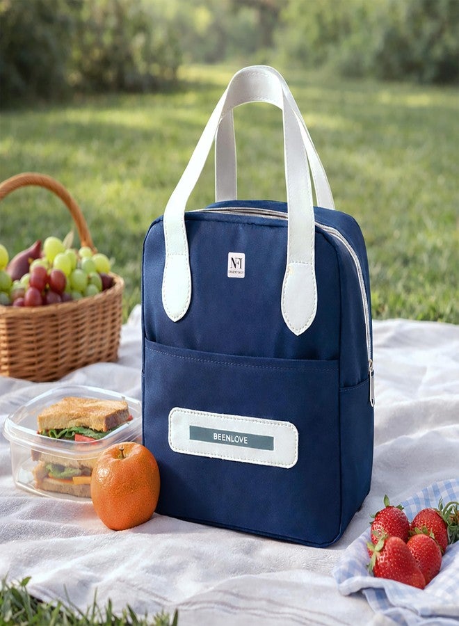 NFI essentials Insulated Lunch Bag for Men Women Large Tiffin Carry Bag Travel Lunch Box Organizer for Office, School, College, Leak-Proof Lunch Cooler Bag (Navy Blue) - Image 2
