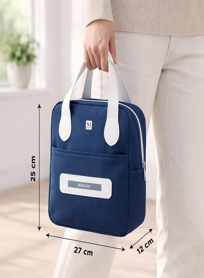 NFI essentials Insulated Lunch Bag for Men Women Large Tiffin Carry Bag Travel Lunch Box Organizer for Office, School, College, Leak-Proof Lunch Cooler Bag (Navy Blue) - Image 4