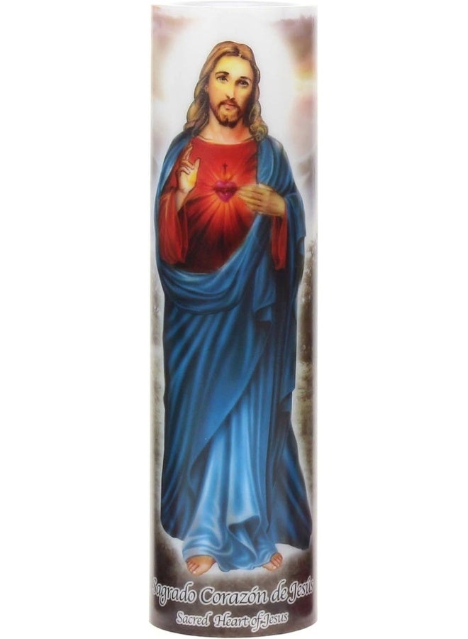 Stonebriar Jesus Flameless LED Devotional Prayer Candle with Automatic Timer, Unique Religious Decoration for Home, Office, or Place of Worship 8 Inches - Image 1