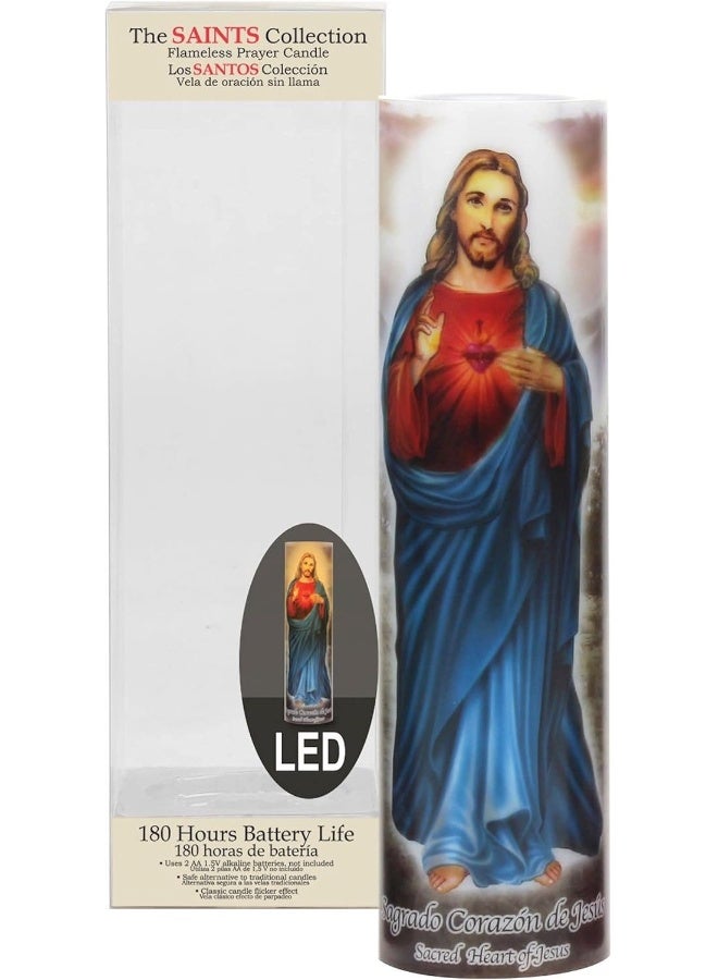Stonebriar Jesus Flameless LED Devotional Prayer Candle with Automatic Timer, Unique Religious Decoration for Home, Office, or Place of Worship 8 Inches - Image 2