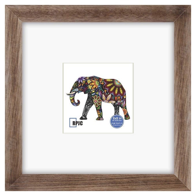 8X8 SOILD WOOD PICTURE FRAME WITH HIGH DEFINITION GLASS DISPLAY PICTURES 4X4 WITH MAT OR 8X8 WITHOUT MAT FOR WALL MOUNTING HANGING CARBONIZED