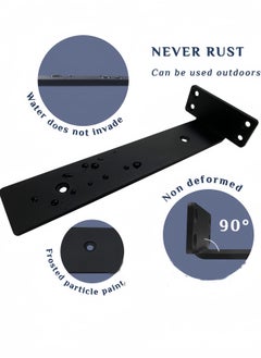 nihao 4 Pack Shelf Brackets  6 Inch Floating Shelf Bracket 1/5 inch Thick Heavy Duty Hidden Shelf Brackets Iron Metal Brackets for Shelf Support with Screw Included -15cm  - Image 2