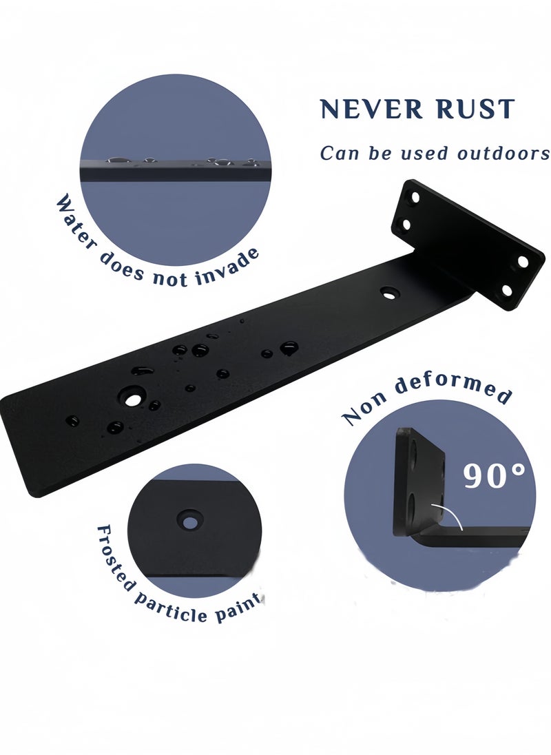 nihao 4 Pack Shelf Brackets  6 Inch Floating Shelf Bracket 1/5 inch Thick Heavy Duty Hidden Shelf Brackets Iron Metal Brackets for Shelf Support with Screw Included -15cm  - Image 2