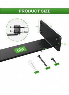 nihao 4 Pack Shelf Brackets  6 Inch Floating Shelf Bracket 1/5 inch Thick Heavy Duty Hidden Shelf Brackets Iron Metal Brackets for Shelf Support with Screw Included -15cm  - Image 4
