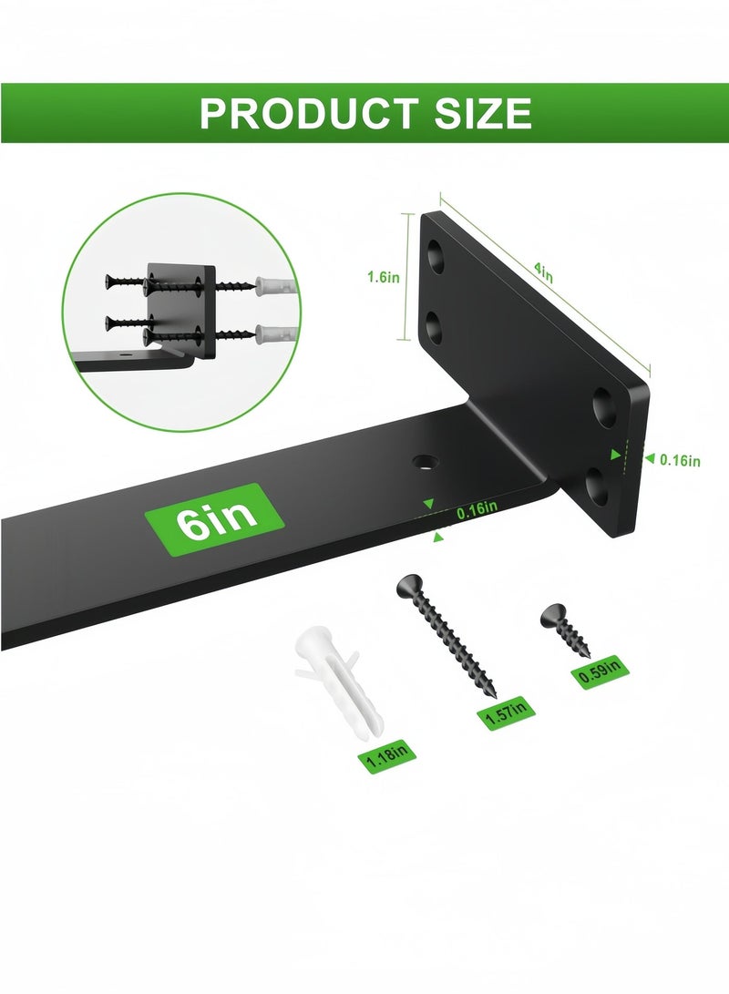 nihao 4 Pack Shelf Brackets  6 Inch Floating Shelf Bracket 1/5 inch Thick Heavy Duty Hidden Shelf Brackets Iron Metal Brackets for Shelf Support with Screw Included -15cm - Image 4
