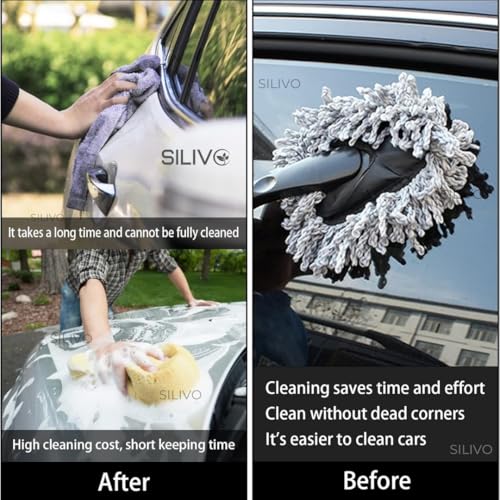SILIVO Microfiber Car Cleaning Brush with Handle | Handheld Car Duster for Dashboard, Windshield & Interior | Reusable, Washable Multipurpose Dusting Tool for Car, Bike & Home (11", Multi Color) - Image 5