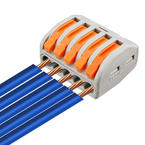 XHF2018 100 Pcs Lever Connectors Nuts 5 Conductor Combination Compact Wire Connectors Fast Connection Terminal 28-12 AWG Suitable for Multiple Types - Image 2