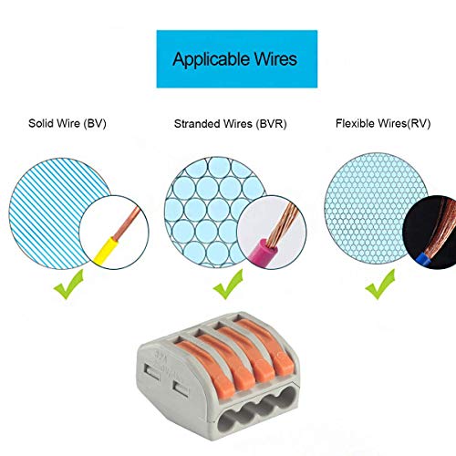 XHF2018 100 Pcs Lever Connectors Nuts 5 Conductor Combination Compact Wire Connectors Fast Connection Terminal 28-12 AWG Suitable for Multiple Types - Image 5