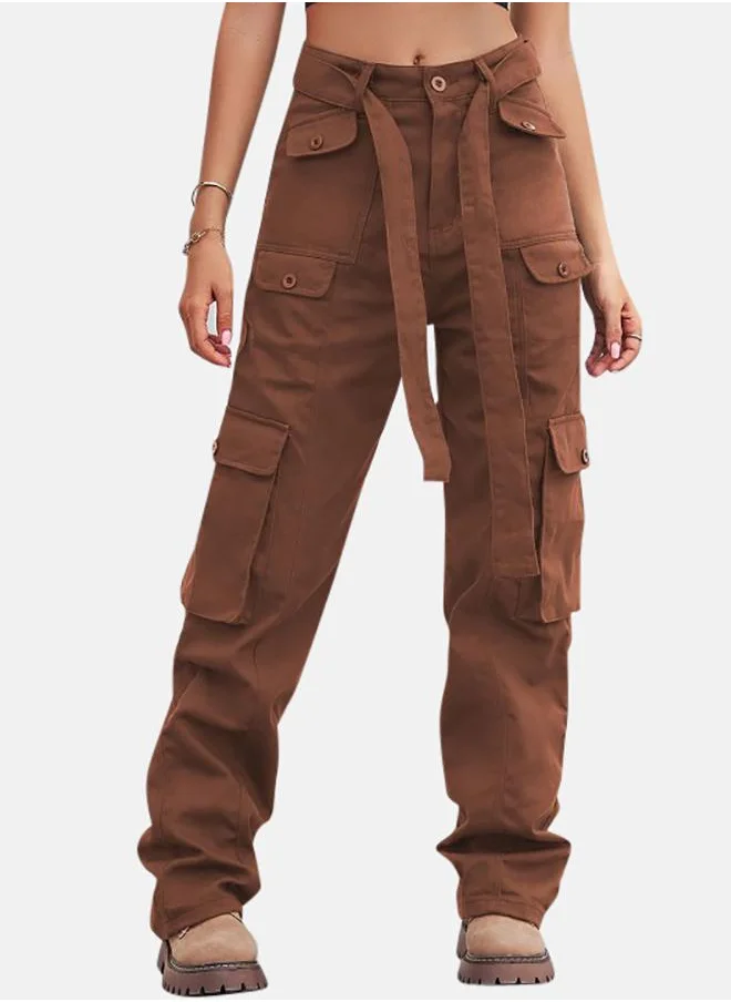 يونيكي Brown Denim Cargo Pants