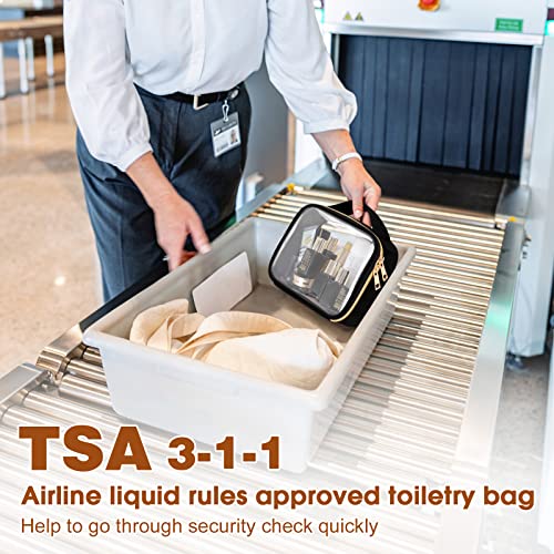 Wedama TSA Approved Toiletry Bag, 3 Pack Clear Makeup Bags with Handles, Quart Size Clear Toiletry Bags, PVC Cosmetic Bags for Women and Men, Carry on Airport Airline Compliant Bag, Black - Image 2