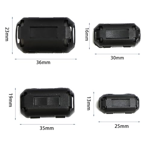 FeFu 20Pcs Clip-on Ferrite Ring Core RFI EMI Noise Suppressor Cable Clip for 3mm/ 5mm/ 7mm/ 9mm/ 13mm Diameter Cable, Black - Image 5