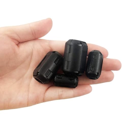 FeFu 20Pcs Clip-on Ferrite Ring Core RFI EMI Noise Suppressor Cable Clip for 3mm/ 5mm/ 7mm/ 9mm/ 13mm Diameter Cable, Black - Image 2