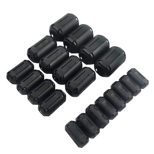 FeFu 20Pcs Clip-on Ferrite Ring Core RFI EMI Noise Suppressor Cable Clip for 3mm/ 5mm/ 7mm/ 9mm/ 13mm Diameter Cable, Black - Image 1