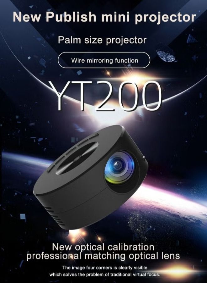 LED Mini Projector Support Mirroring Function 10W YT200 Black - Image 1