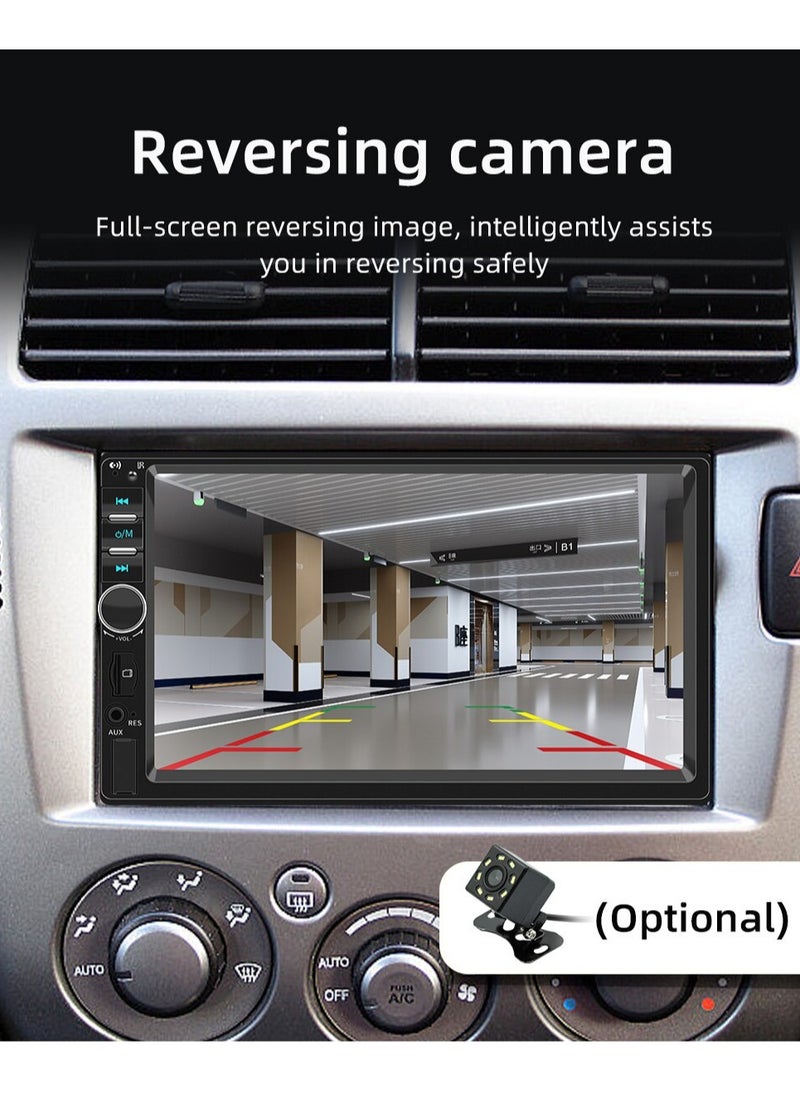 AROAQ - 7 Inch 1080p HD Touch Screen Radio, Double Din Car Stereo Compatible With Carplay And Android, Wireless Carplay & Android Auto Car Stereo Receiver, USB Car Multimedia Mp5 Player, (F7018C and CAM) - Image 1