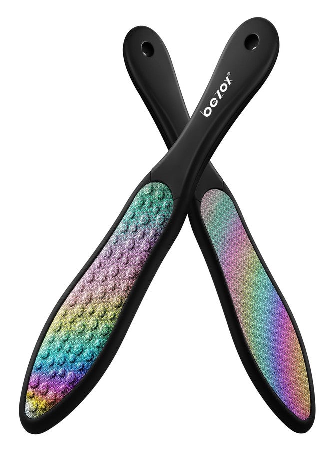 BEZOX Foot File Callus Remover(1 PCS), Double Sided Callus File Scraper, Foot Scrubber for Cracked Heel and Foot Corn Removal, Stainless Steel Pedicure File - Rainbow - Image 1