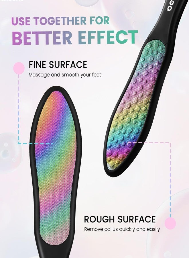 BEZOX Foot File Callus Remover(1 PCS), Double Sided Callus File Scraper, Foot Scrubber for Cracked Heel and Foot Corn Removal, Stainless Steel Pedicure File - Rainbow - Image 2