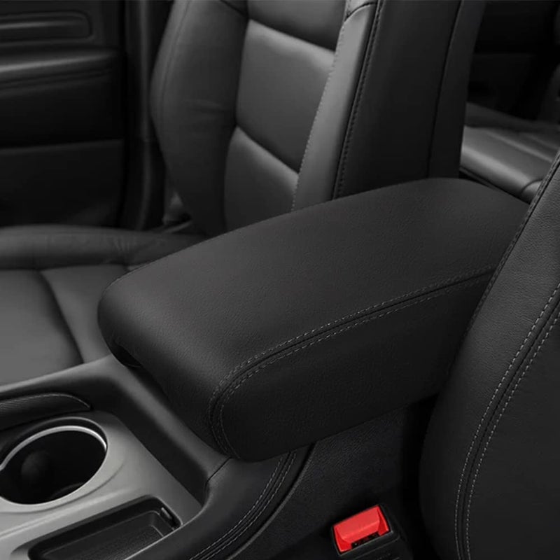 DEYTOP Car Armrest Cover Compatible with Dodge Durango 20112021 Accessories Center Console Cover for Durango 2021 2020 Accessories Leather Armrest Pad Protector Black with Black Stitches