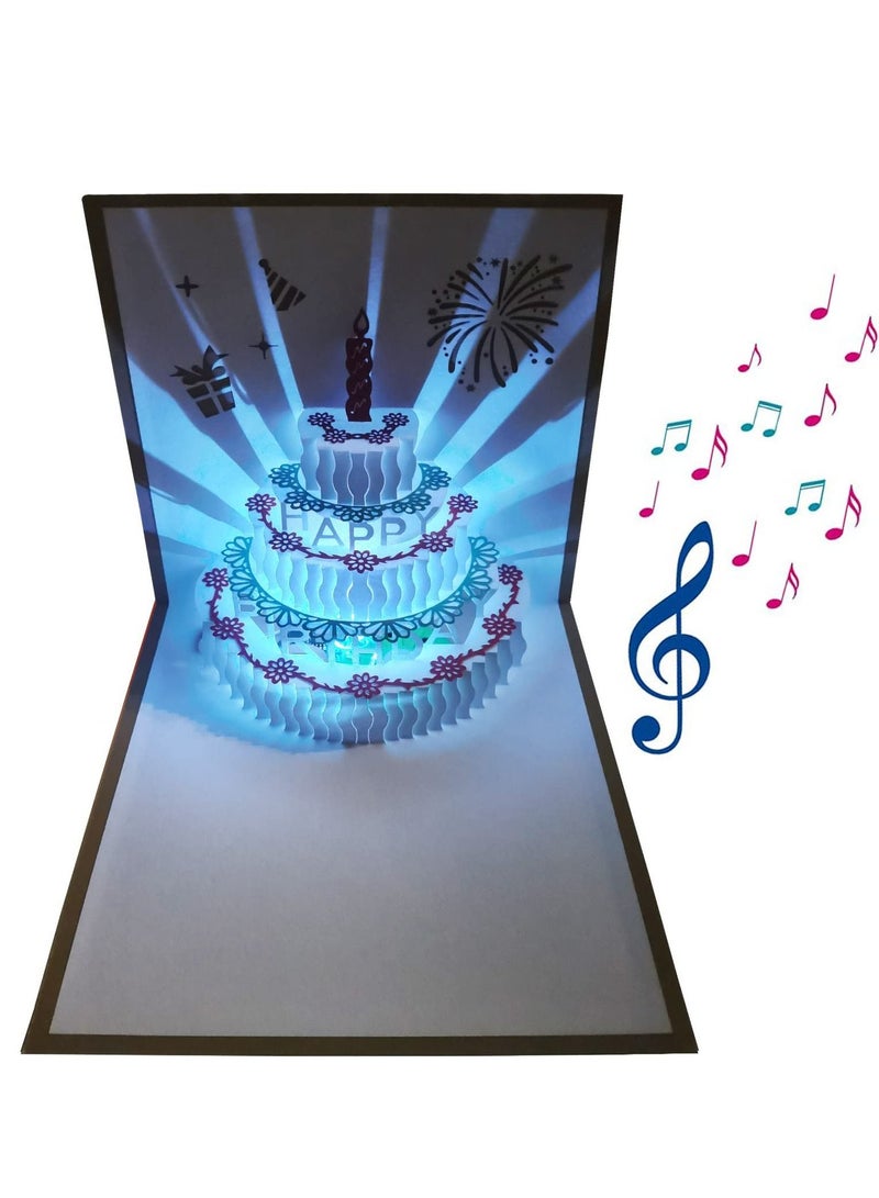Generic 3D Changeable Colors Light Music Birthday Cards Pop up Warming LED Colourful Musical Birthday Cake Happy Birthday Card Greeting Cards Postcards for Mom Wife Sister Boy Girl and Friends 1 Pack  - Image 3