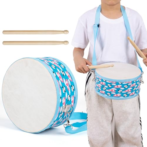 Ubblove Kids Drum Set with Adjustable Strap Toddler Musical Instrument for Ages 35 Wearable Drum Kit with Drumsticks Educational Percussion Toy for Rhythm Music Development Blue - Image 1