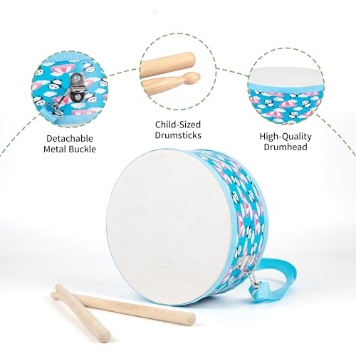 Ubblove Kids Drum Set with Adjustable Strap Toddler Musical Instrument for Ages 35 Wearable Drum Kit with Drumsticks Educational Percussion Toy for Rhythm Music Development Blue - Image 5