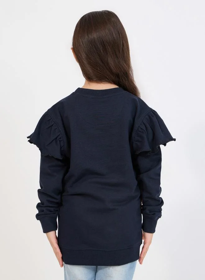 Styli Sequined Cherry Patch Longline Sweatshirt