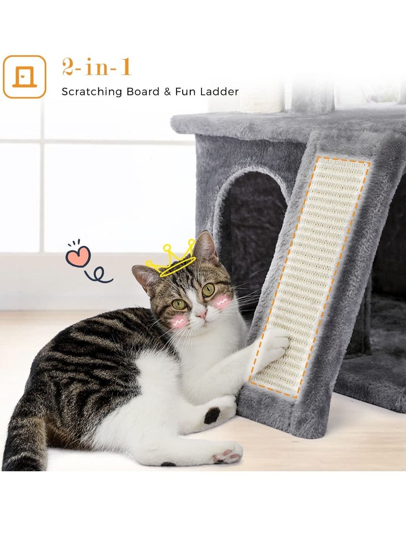 Alissa - Cat Tree Luxury Cat Tower with Double Condos Spacious Perch Fully Wrapped Scratching Sisal Post and Replaceable Dangling Balls Gray 86x48x44.5cm - Image 1