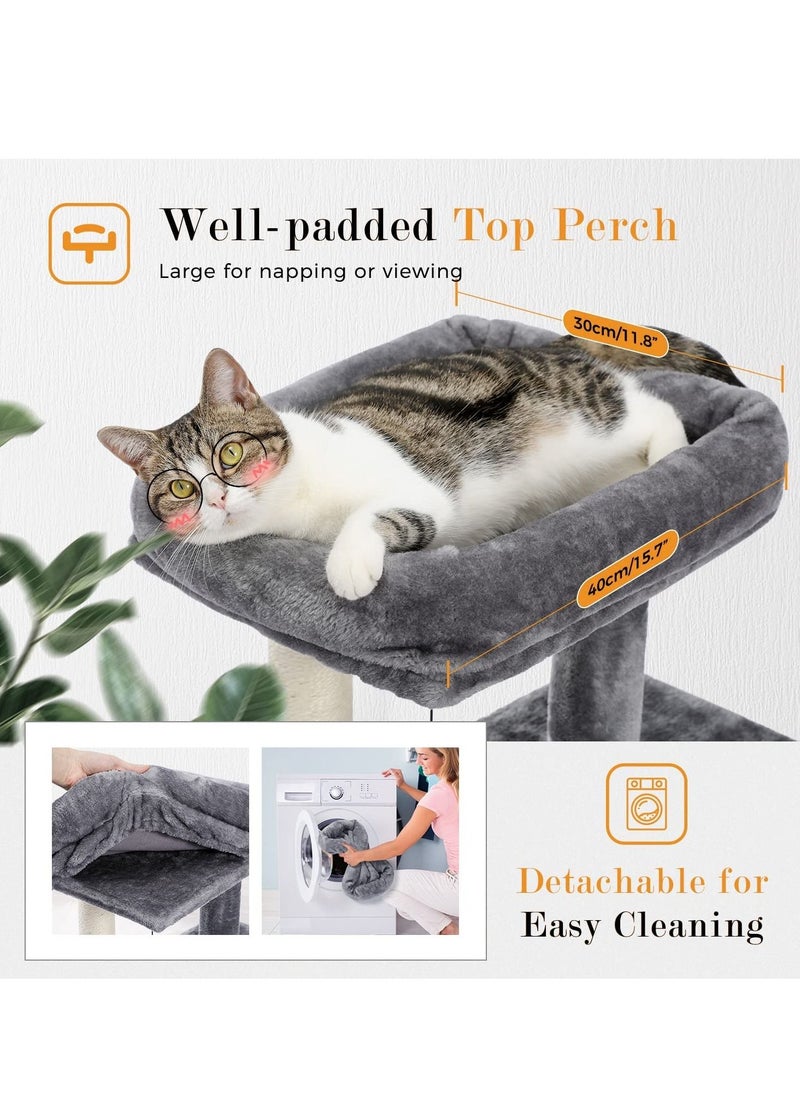 Alissa - Cat Tree Luxury Cat Tower with Double Condos Spacious Perch Fully Wrapped Scratching Sisal Post and Replaceable Dangling Balls Gray 86x48x44.5cm - Image 1