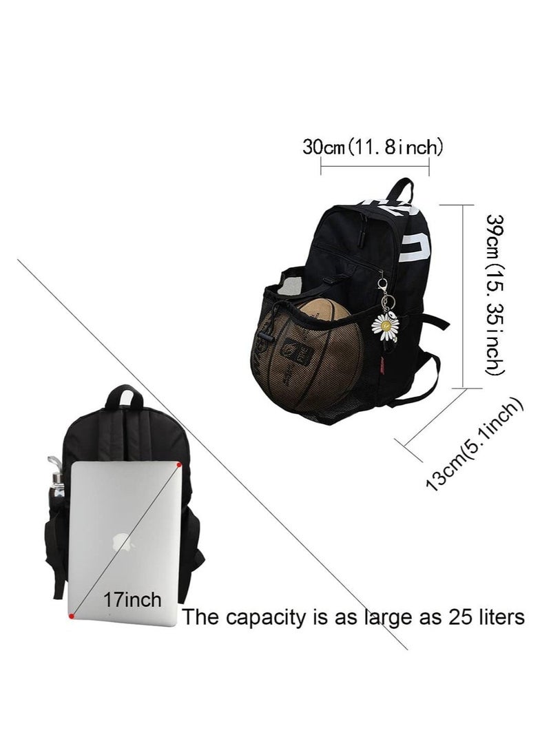 Generic Basketball Backpack, Youth Football Bag,  Large Sports Bag With Ball Compartment for Men Women Boys Girls, Basketball, Soccer, Volleyball, Rugby Unisex Sports Backpack (Black) - Image 4