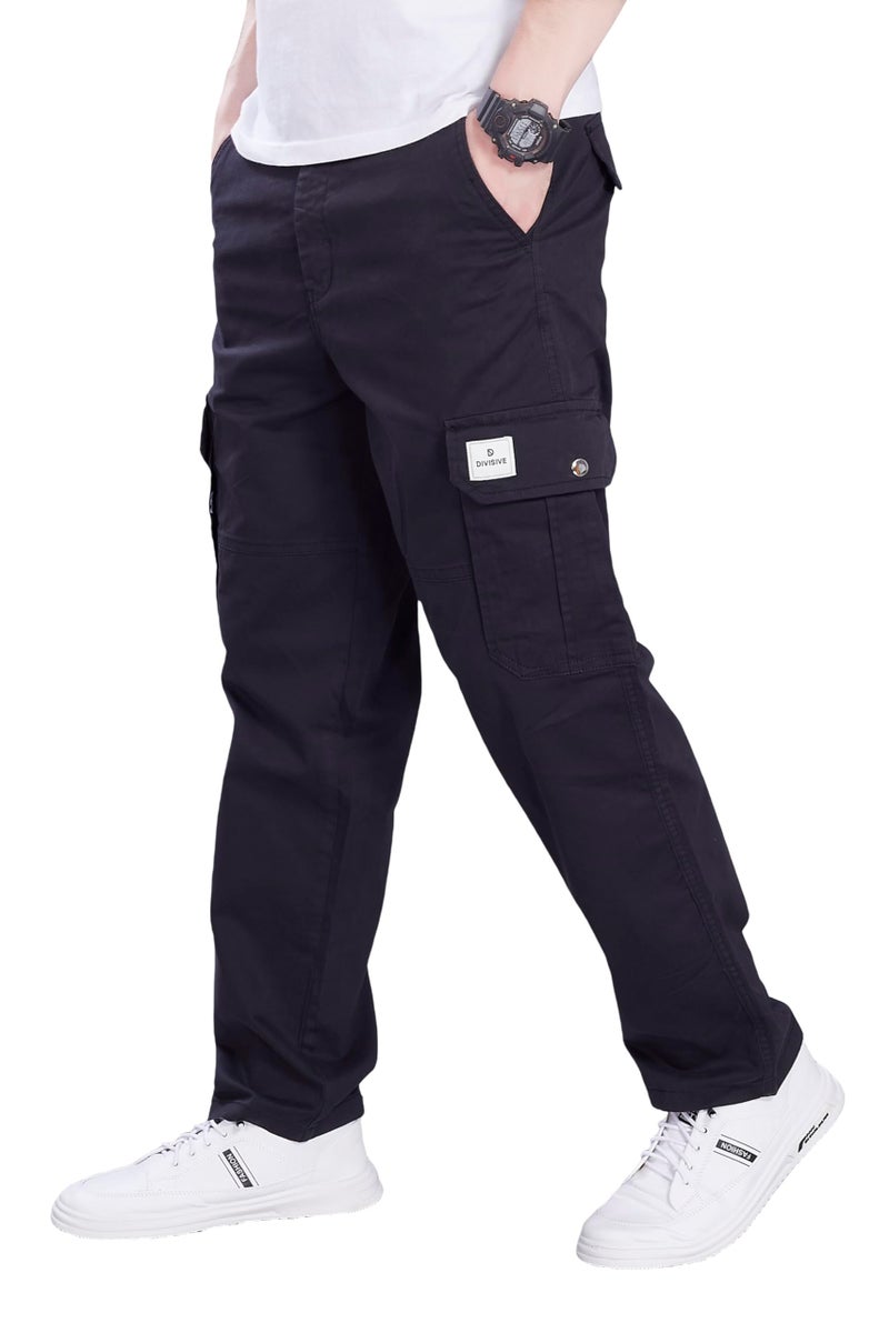DIVISIVE Men's Loose Baggy Fit Cotton Cargo Pants (DCR312_36_Black) - Image 1