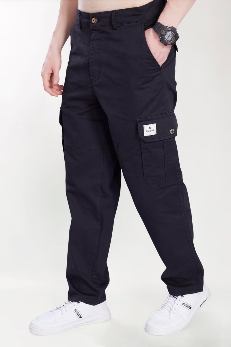 DIVISIVE Men's Loose Baggy Fit Cotton Cargo Pants (DCR312_36_Black) - Image 3