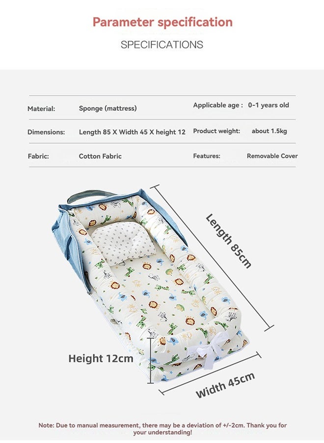 XiuWoo Portable Foldable Cotton Baby Bed with Pillow Foldable Crib Bed Baby Lounger Travel Infant Newborn Baby Nest Portable Baby Bedding  - Image 3