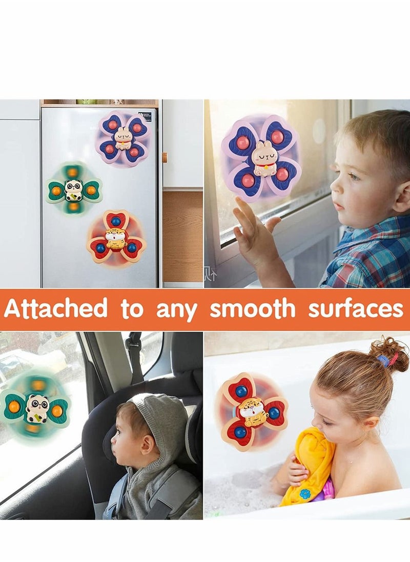Y&D - Baby Spinner Toy with Suction Cup 3 Pack Bath Toys Cartoon Spinning - Image 1