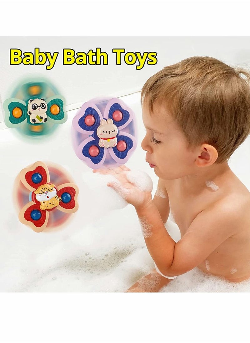Y&D - Baby Spinner Toy with Suction Cup 3 Pack Bath Toys Cartoon Spinning - Image 1